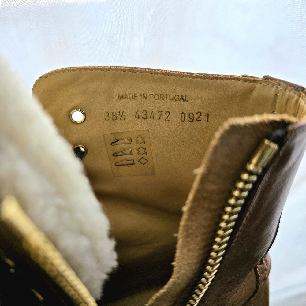 The Office of Angela Scott Mr Bernard Boots 38.5 Cognac Leather Combat Lace-Up - Picture 6 of 8